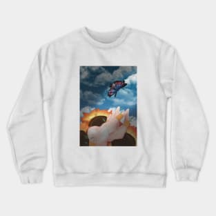 human,sunflower,and butterfly Crewneck Sweatshirt